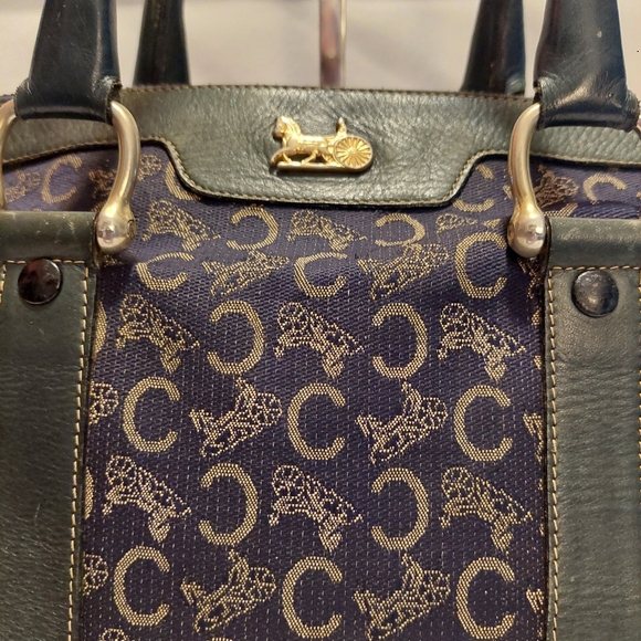 Vtg Celine C Macadam Canvas Boston Bag Green handbag - Picture 3 of 15